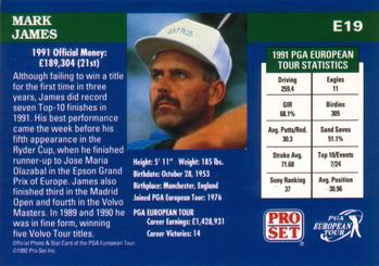 1992 Pro Set PGA Tour #E19 Mark James Back