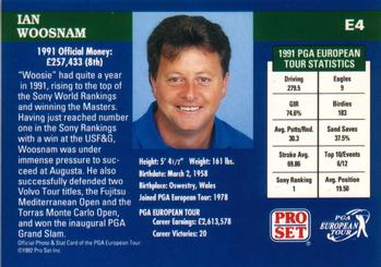 1992 Pro Set PGA Tour #E4 Ian Woosnam Back