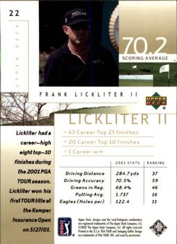 2002 Upper Deck #22 Frank Lickliter II Back