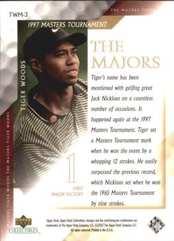 2002 Upper Deck Tiger Woods The Majors #TWM-3 Tiger Woods Back