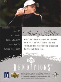 2003 Upper Deck Renditions #45 Andy Miller Back