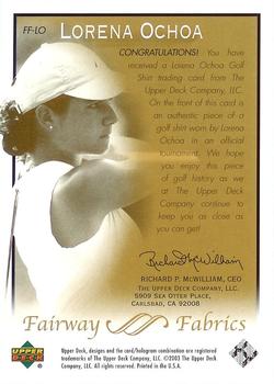 2003 Upper Deck - Fairway Fabrics #FF-LO Lorena Ochoa Back