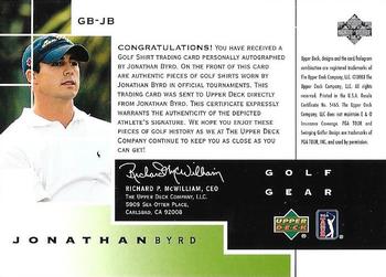 2003 Upper Deck - Golf Gear Birdie Autographs #GB-JB Jonathan Byrd Back