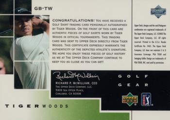 2003 Upper Deck - Golf Gear Birdie Autographs #GB-TW Tiger Woods Back