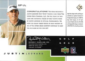 2003 Upper Deck - Golf Gear Par #GP-JL Justin Leonard Back