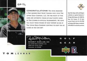 2003 Upper Deck - Golf Gear Par #GP-TL Tom Lehman Back