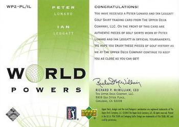 2003 Upper Deck - World Powers Double Shirts #WP2-PL/IL Peter Lonard / Ian Leggatt Back