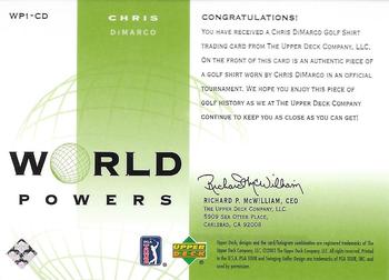 2003 Upper Deck - World Powers Single Shirts #WP1-CD Chris DiMarco Back