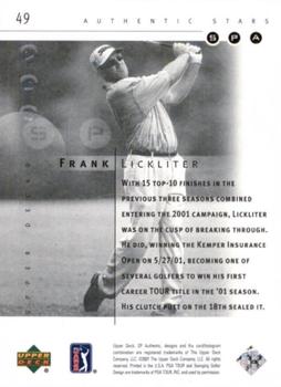2001 SP Authentic #49 Frank Lickliter Back