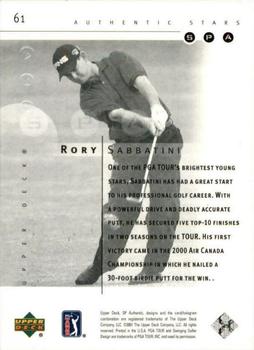 2001 SP Authentic #61 Rory Sabbatini Back
