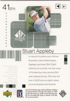 2002 SP Authentic #41SPA Stuart Appleby Back