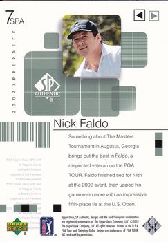 2002 SP Authentic #7SPA Nick Faldo Back