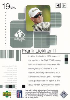 2002 SP Authentic #19SPA Frank Lickliter II Back