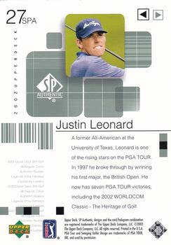 2002 SP Authentic #27SPA Justin Leonard Back