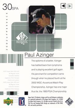 2002 SP Authentic #30SPA Paul Azinger Back