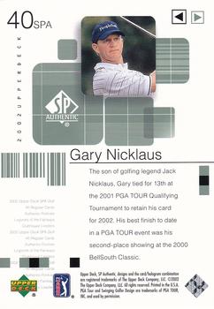 2002 SP Authentic #40SPA Gary Nicklaus Back