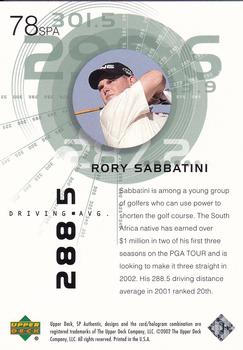 2002 SP Authentic #78SPA Rory Sabbatini Back
