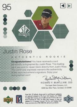 2002 SP Authentic #95 Justin Rose Back