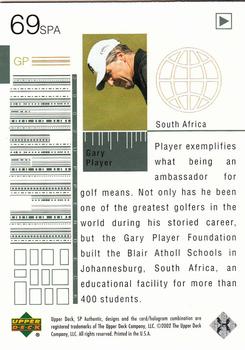 2002 SP Authentic #69SPA Gary Player Back