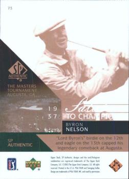2003 SP Authentic #73 Byron Nelson Back