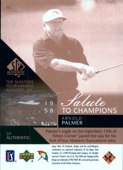 2003 SP Authentic #74 Arnold Palmer Back