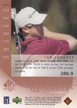 2003 SP Authentic #57SPA Ian Leggatt Back