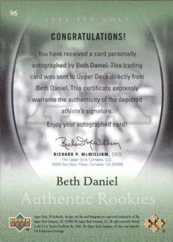 2004 SP Authentic #96 Beth Daniel Back