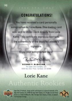 2004 SP Authentic #98 Lorie Kane Back