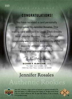 2004 SP Authentic #103 Jennifer Rosales Back