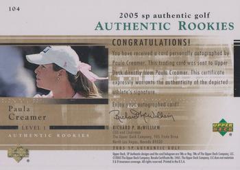 2005 SP Authentic #104 Paula Creamer Back
