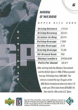 2002 SP Game Used #6 Mark O'Meara Back