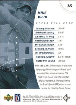 2002 SP Game Used #16 Mike Weir Back