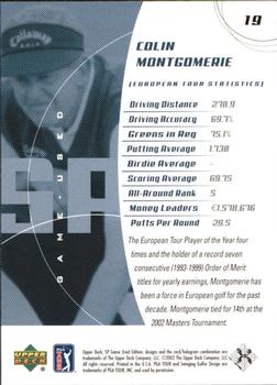 2002 SP Game Used #19 Colin Montgomerie Back