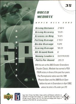 2002 SP Game Used #35 Rocco Mediate Back