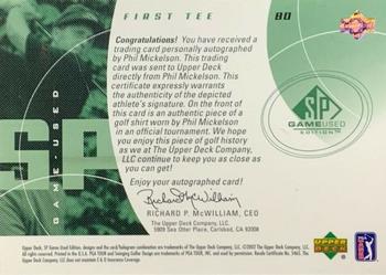 2002 SP Game Used #80 Phil Mickelson Back