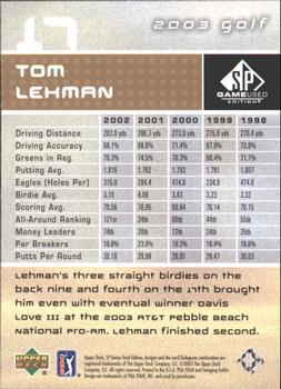2003 SP Game Used #17 Tom Lehman Back