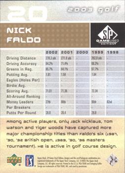 2003 SP Game Used #20 Nick Faldo Back