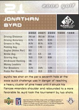 2003 SP Game Used #21 Jonathan Byrd Back