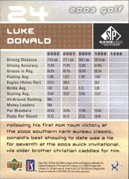 2003 SP Game Used #24 Luke Donald Back