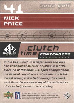 2003 SP Game Used #41 Nick Price Back