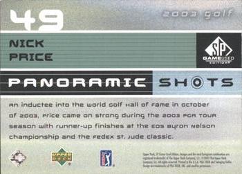 2003 SP Game Used #49 Nick Price Back