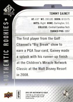 2012 SP Authentic #85 Tommy Gainey Back