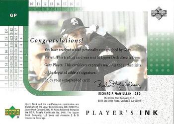 2001 Upper Deck - Player's Ink #GP Gary Player Back