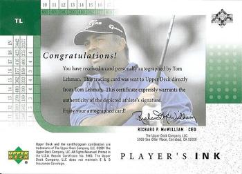 2001 Upper Deck - Player's Ink #TL Tom Lehman Back