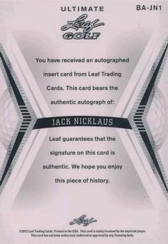 2012 Leaf Ultimate - Blue Foil Inscriptions #BAJN1 Jack Nicklaus Back