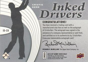 2012 SP Game Used - Inked Drivers Light Orange #ID-CK Cristie Kerr Back