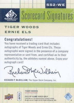 2012 SP Game Used - Scorecard Signatures Dual #SS2-WE Tiger Woods / Ernie Els Back