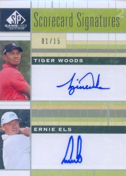 2012 SP Game Used - Scorecard Signatures Dual #SS2-WE Tiger Woods / Ernie Els Front