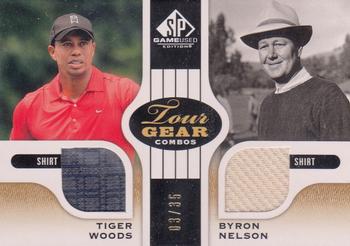 2012 SP Game Used - Tour Gear Dual Gold #TG2WN Tiger Woods / Byron Nelson Front