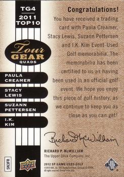 2012 SP Game Used - Tour Gear Quad Gold #TG42011 Suzann Pettersen / Paula Creamer / I.K. Kim / Stacy Lewis Back
